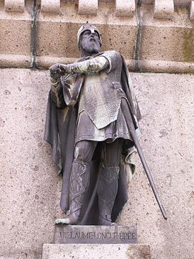 Вильгельм I (одна из статуй памятника 6 герцогам Нормандии в сквере в Фалезе)