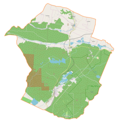 Mapa konturowa gminy Zaklików, po prawej nieco na dole znajduje się punkt z opisem „Janiki”