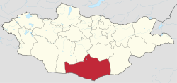 Umnugobi ilinin Moğolistan'daki konumu