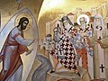Freska sa likom mitropolita crnogorsko-primorskog Amfilohija Radovića, saborna crkva Hristovog vaskrsenja, Podgorica, Crna Gora
