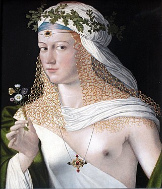 Flora (c. 1520), tempera and oil on poplar wood, 43.6 x 34.6 cm., Städelsches Kunstinstitut und Städtische Galerie, Frankfurt