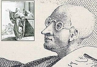 Seltene Darstellung (von 1787) einer in England getragenen Schläfenbrille