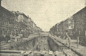 The start of construction of the underground in Budapest (1894-1896) 1896-17 vasut epitkezes Klosz Gyorgy.JPG