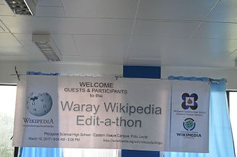 Banner posted inside the room where the edit-a-thon was held