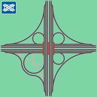 Použití ramp s větším poloměrem zakřivení pro průjezd vyšší rychlostí (např. dálniční křižovatka Schkeuditzer Kreuz).
