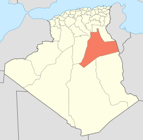 Harta provinciei Ouargla în cadrul Algeriei