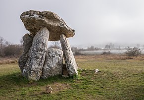 Le dolmen Sorginetxe d'Arrizala (Pays basque espagnol). (définition réelle 4 427 × 3 076)