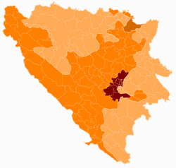 Szarajevó kanton elhelyezkedése Bosznia-Hercegovinában