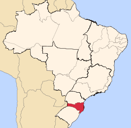 Kort over Brasilien med Santa Catarina har markeret.