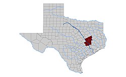 Brazos Valley counties in red