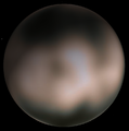 ... et son compagnon Charon, aux plus hautes résolutions disponibles avant l'arrivée de New Horizons (Hubble, vers 2010).