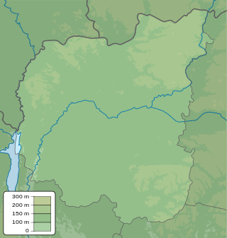 Mapa konturowa obwodu czernihowskiego, po lewej znajduje się punkt z opisem „miejsce bitwy”