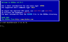 DOSBox emulates the command-line interface of DOS. DOSBox screenshot.png