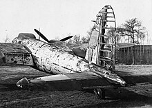 An 85 Squadron Mosquito destroyed a Ju 88S-1, Z6+HH from 1./KG 66 but was caught in the explosion which burnt off the fabric covering. De Havilland Mosquito wreck West Malling - Royal Air Force - Air Defence of Great Britain (adgb), 1944 CE136.jpg