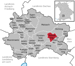Läget för Emmering i Landkreis Fürstenfeldbruck