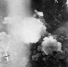 RAF Bomber Command planes over Krupp steelworks