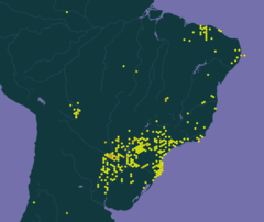 Mapa do GBIF de distribuição da T. catharinensis.