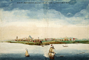 Gezicht op Nieuw Amsterdam by Johannes Vingboo...