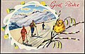 Norsk påskekort med skitur frå rundt 1953.
