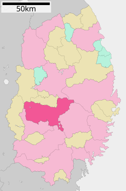 Lokasi Hanamaki di Prefektur Iwate