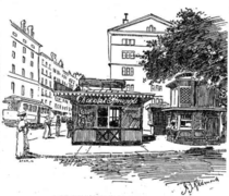 Tram 12 et kiosque en 1902