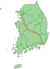 Map of the Gyeongbu Line in Korea