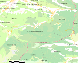 Mapa obce Fougax-et-Barrineuf