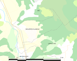 Mapa obce Molières-Glandaz