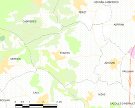 Mapa obce Fontès