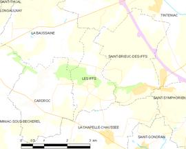 Mapa obce Les Iffs