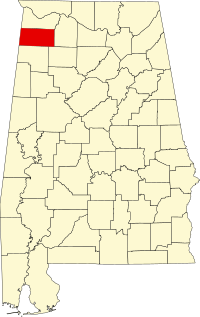 Округ Франклін на мапі штату Алабама highlighting