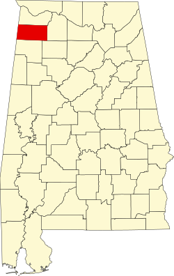 Karte von Franklin County innerhalb von Alabama