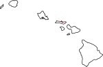 Mapa de Hawái con la ubicación del condado de Kalawao