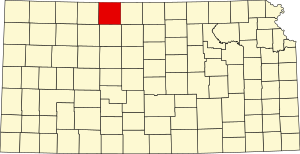 Карта Канзаса с выделением округа Филлипс