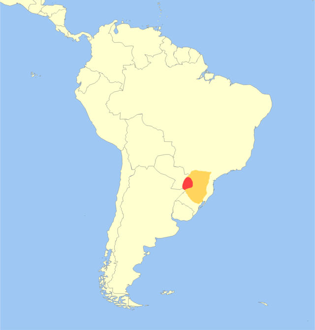 Distribuição geográfica do veado-mão-curta.  Presente   Possivelmente presente