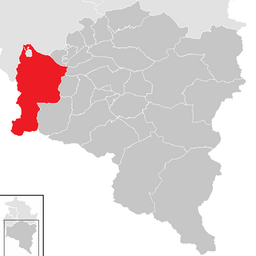 Kommunens läge i distriktet Bludenz