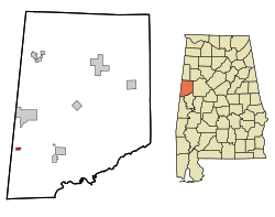 Location in Pickens County and the state of آلاباما