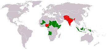 Countries that reported polio in 2005.