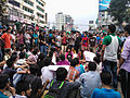 Estudiantes protestan en Bashundhara Gate, Daca.