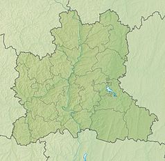 Mapa konturowa obwodu lipieckiego, po lewej znajduje się punkt z opisem „Jelec”