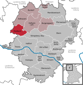 Poziția Riedbach pe harta districtului Haßberge