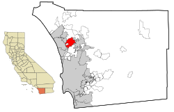 Ubicación en el condado de San Diego y el estado de California