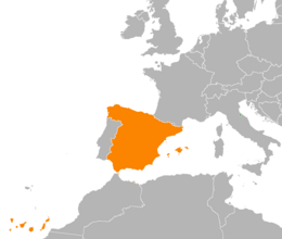 Mappa che indica l'ubicazione di San Marino e Spagna