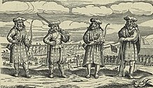 The Scottish Highlander mercenaries, known as Redshanks in Ireland, in the service of Gustavus Adolphus of Sweden; 1631 German engraving Scottish mercenaries in the Thirty Years War.jpg