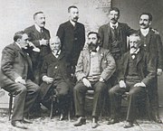 Carré, Vaamonde, Tettamancy e Rodríguez, Ogea, Murguía, Curros e Martínez Salazar, na Coruña, en 1904.