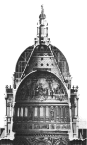 Cross-section showing the brick cone between the inner and outer domes