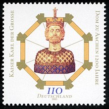 To celebrate 1200 Years of Aachen Cathedral in 2000, the Federal Republic of Germany issued these commemorative stamps. Stamp Germany 2000 MiNr2088 Aachener Dom.jpg