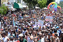 The Tel Aviv Pride Parade is the largest pride parade in Asia Tel Aviv Gay Pride Parade 2015 (18549971060).jpg