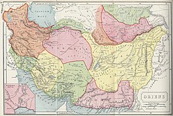 Atlas Geografi Kuno dan Klasik oleh Samuel Butler dan Ernest Rhys, menampilkan Ariana di timur (kuning) berdasarkan deskripsi oleh Eratosthenes.