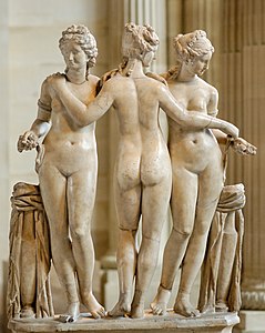 Las Tres Gracias, París, Museo del Louvre. Antiguo grupo romano restaurada en 1609 para el cardenal Borghese.